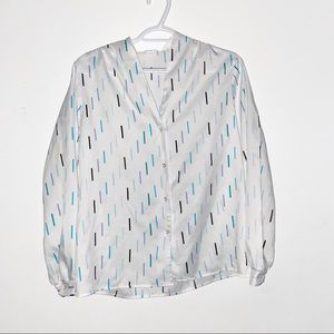 Vintage Large Button Front Dress Top Blouse